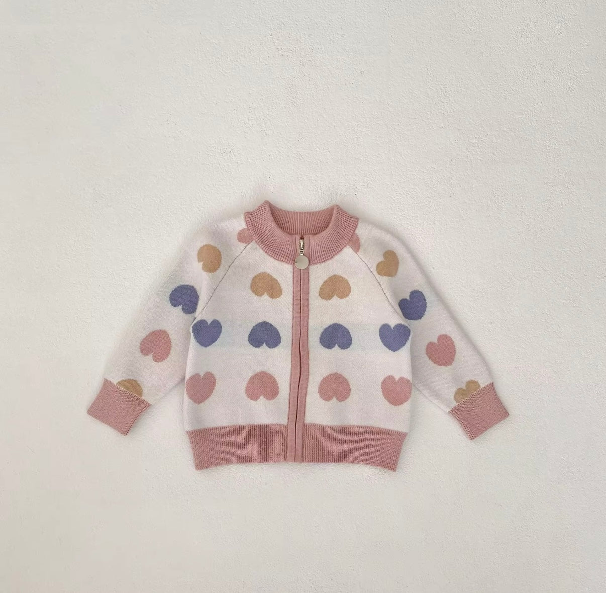 Cute Baby Girl Pink Zip Cardigan