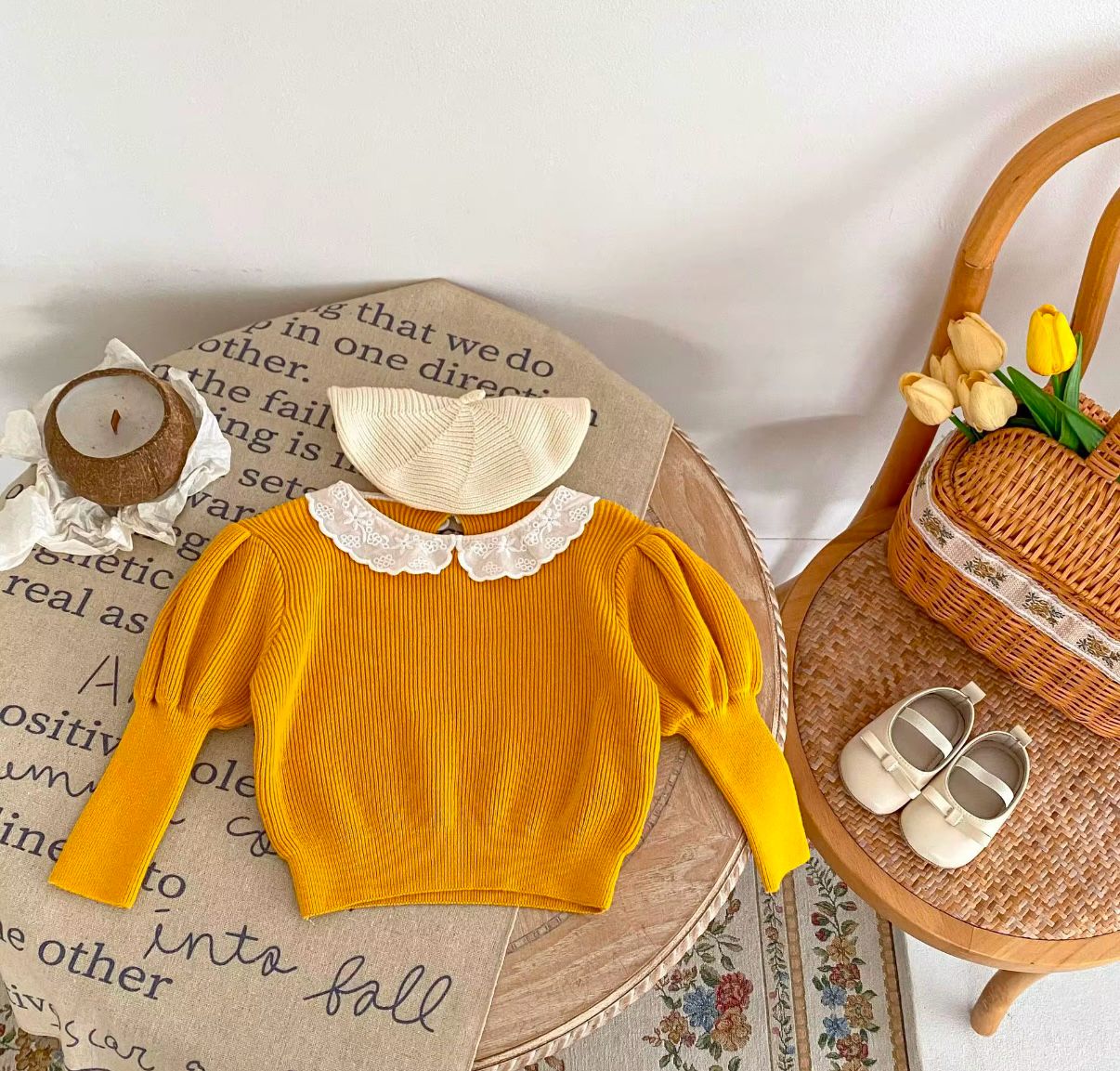 Elegant Lace Collar Knit Sweater