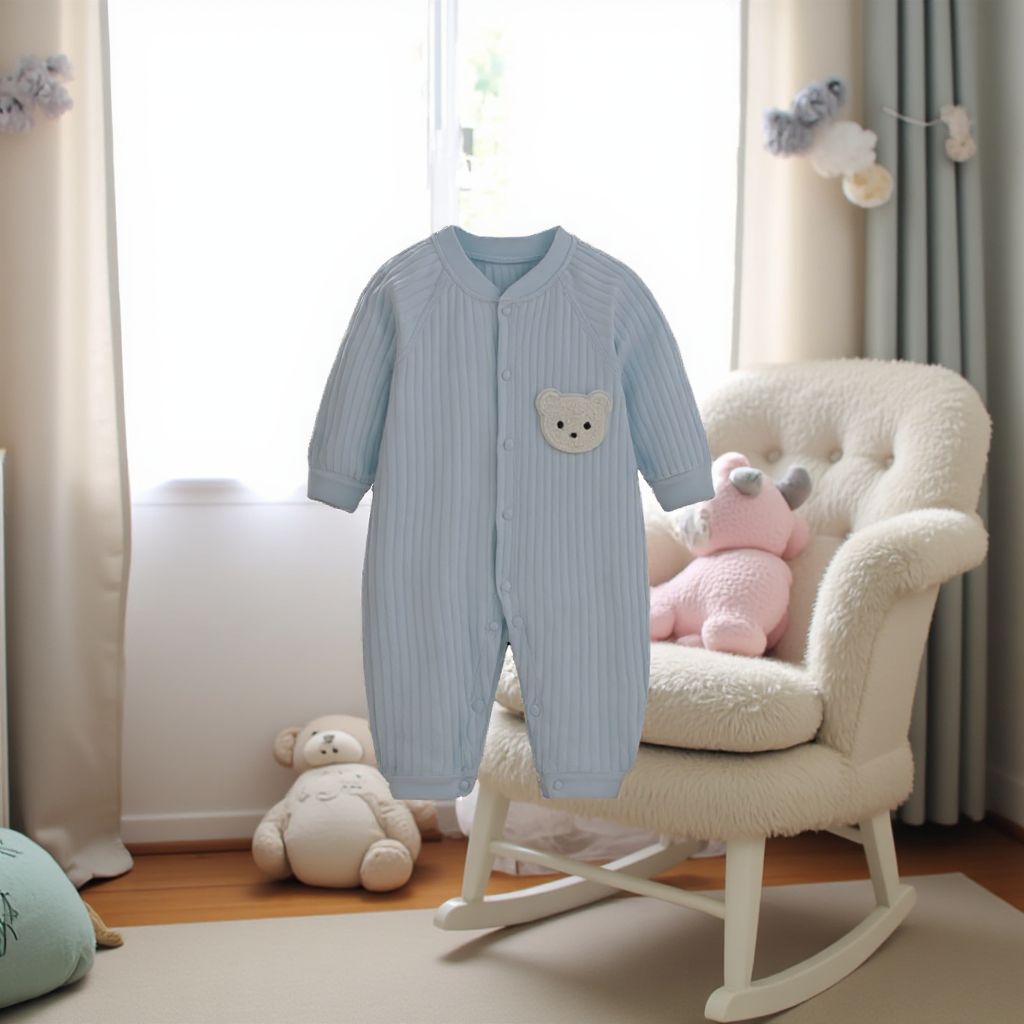 CozyBear Ribbed 2-Set Baby Jumpsuit