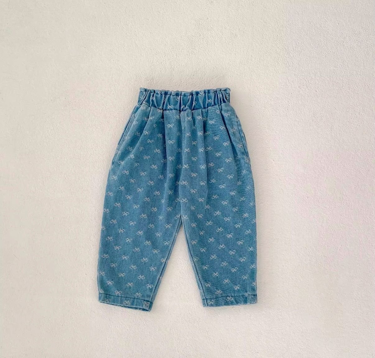 Embroidered Bow Corduroy Pants