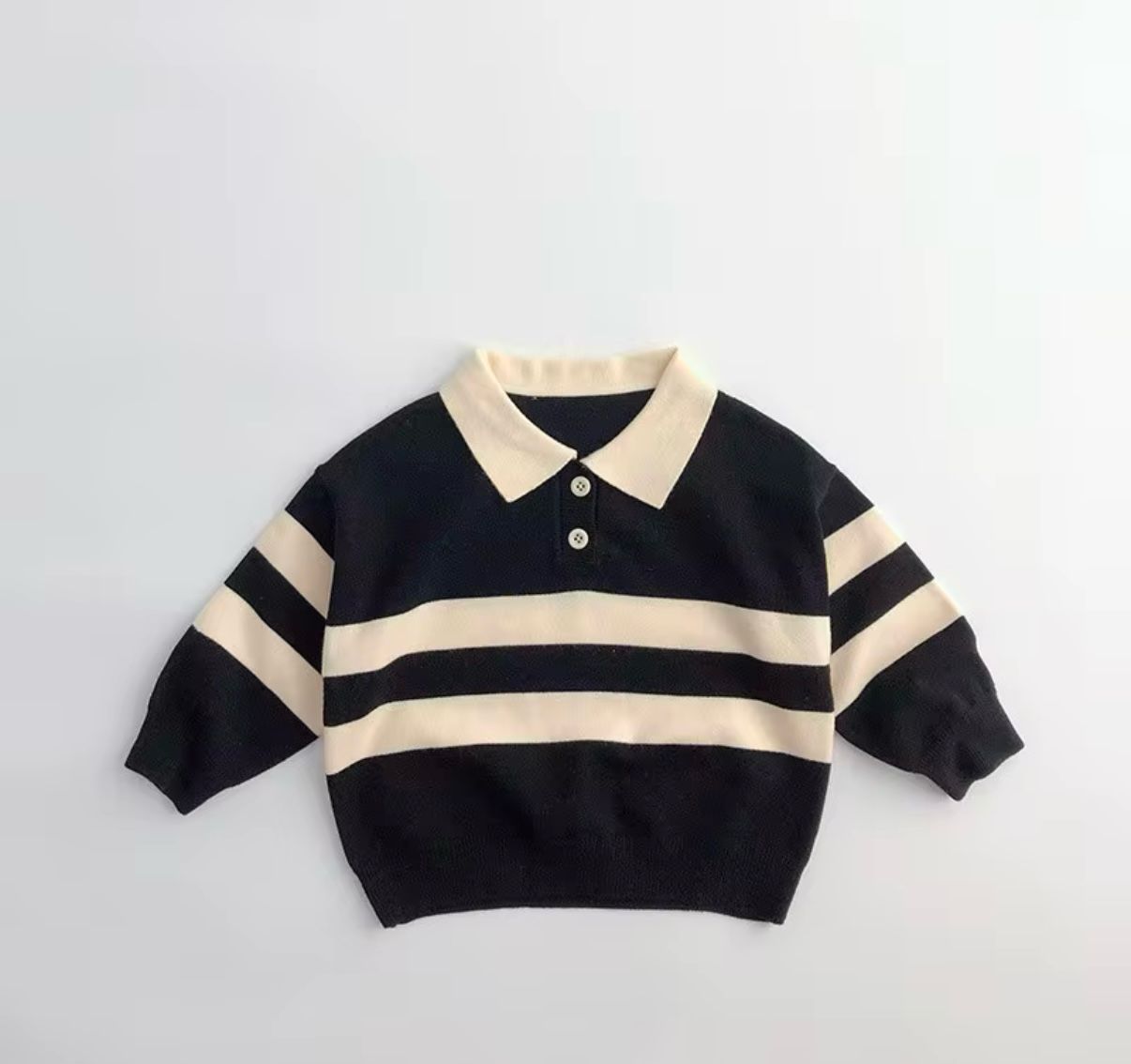 Classic Striped Knit Polo Sweater
