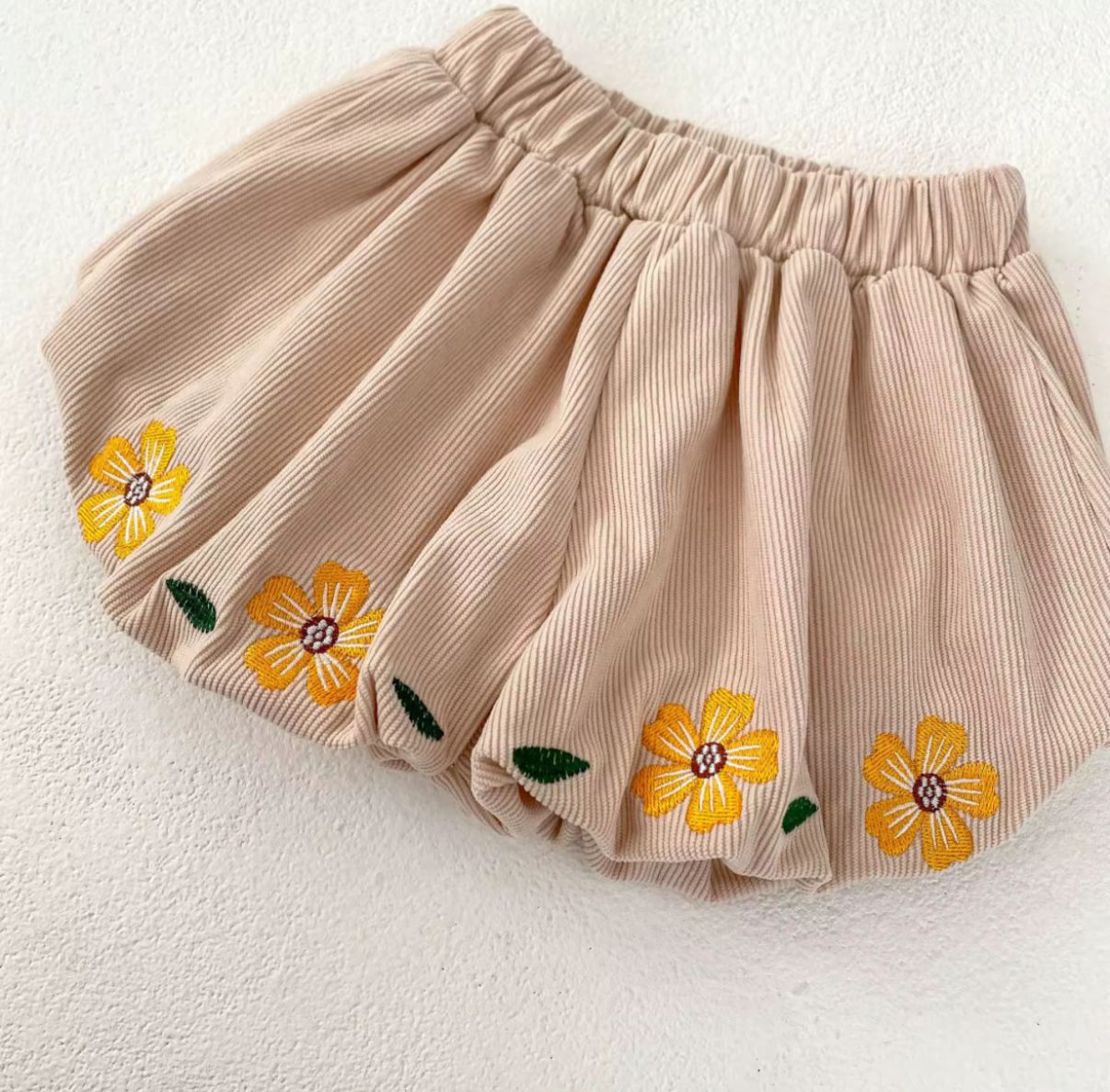 Baby Corduroy Pant with Floral Embroider Bloomers