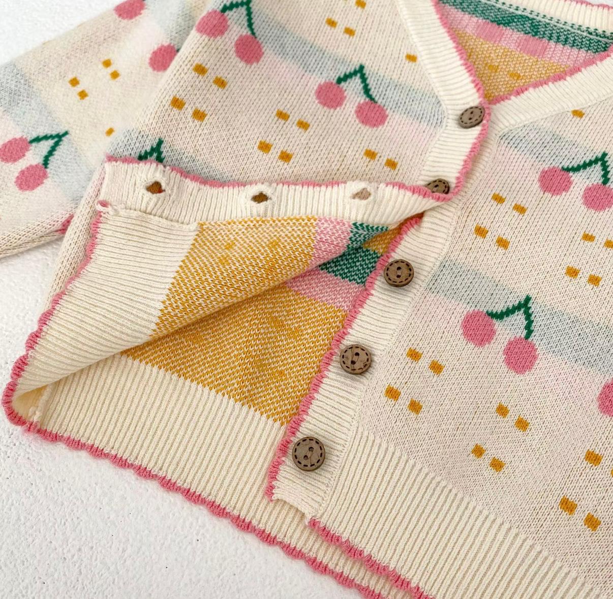 Cherry Delight Knit Cardigan & Suspender Skirt Set