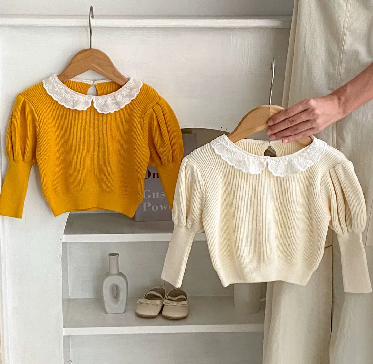 Elegant Lace Collar Knit Sweater