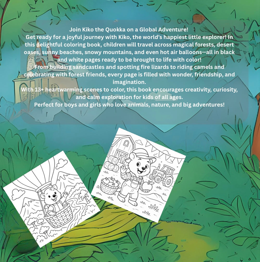Kiko’s Animal Adventures Coloring journey .