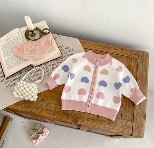 Cute Baby Girl Pink Zip Cardigan
