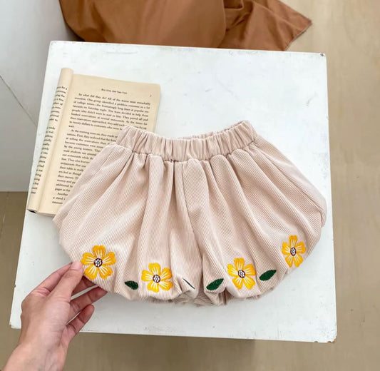 Baby Corduroy Pant with Floral Embroider Bloomers