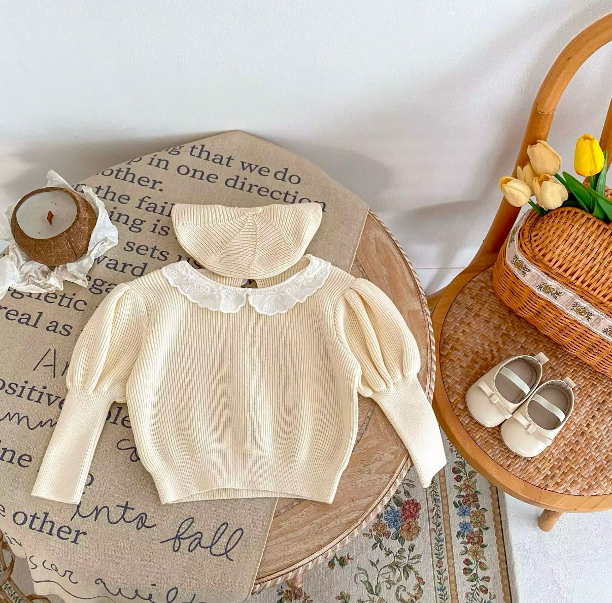 Elegant Lace Collar Knit Sweater