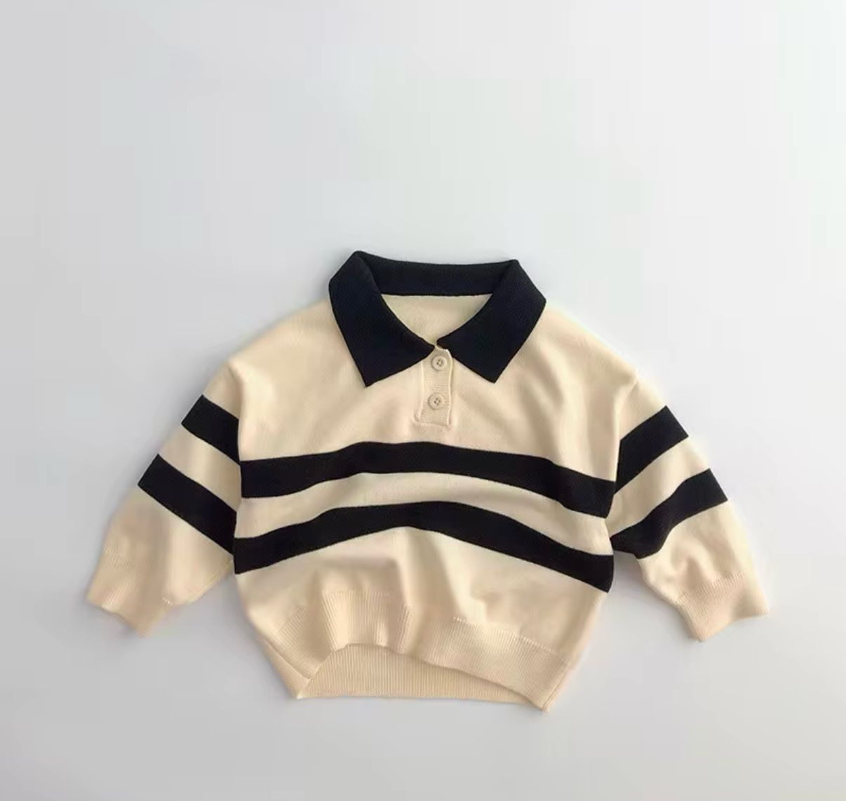 Classic Striped Knit Polo Sweater