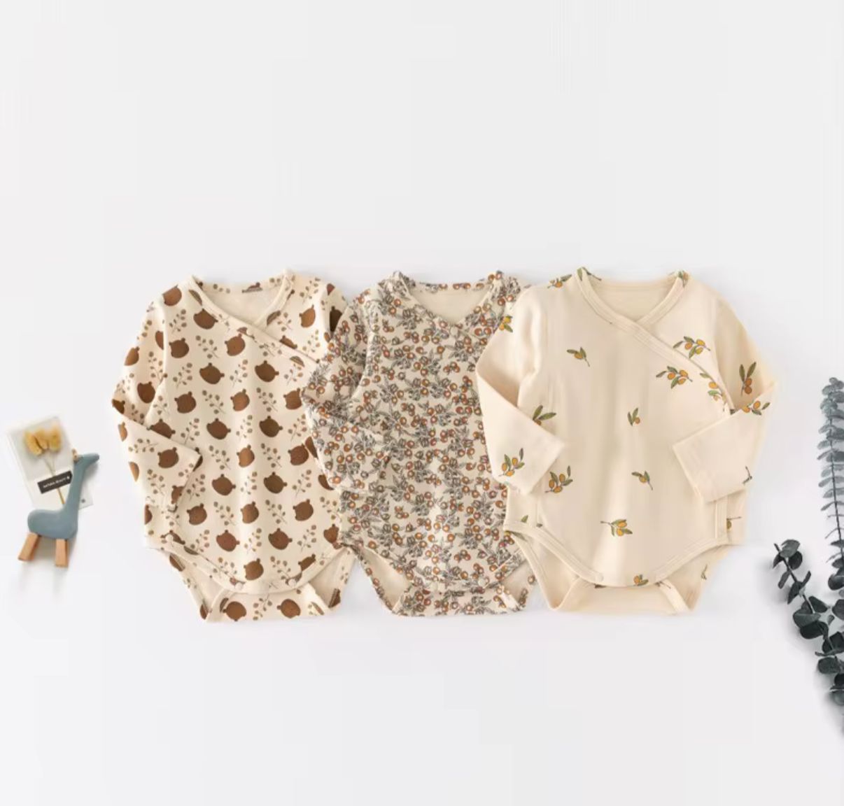 Bear & Branch Wrap-Style 3-Set Baby Bodysuit