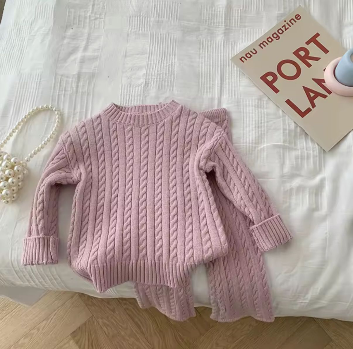 Elegant Cable Knit Sweater & Pants Set