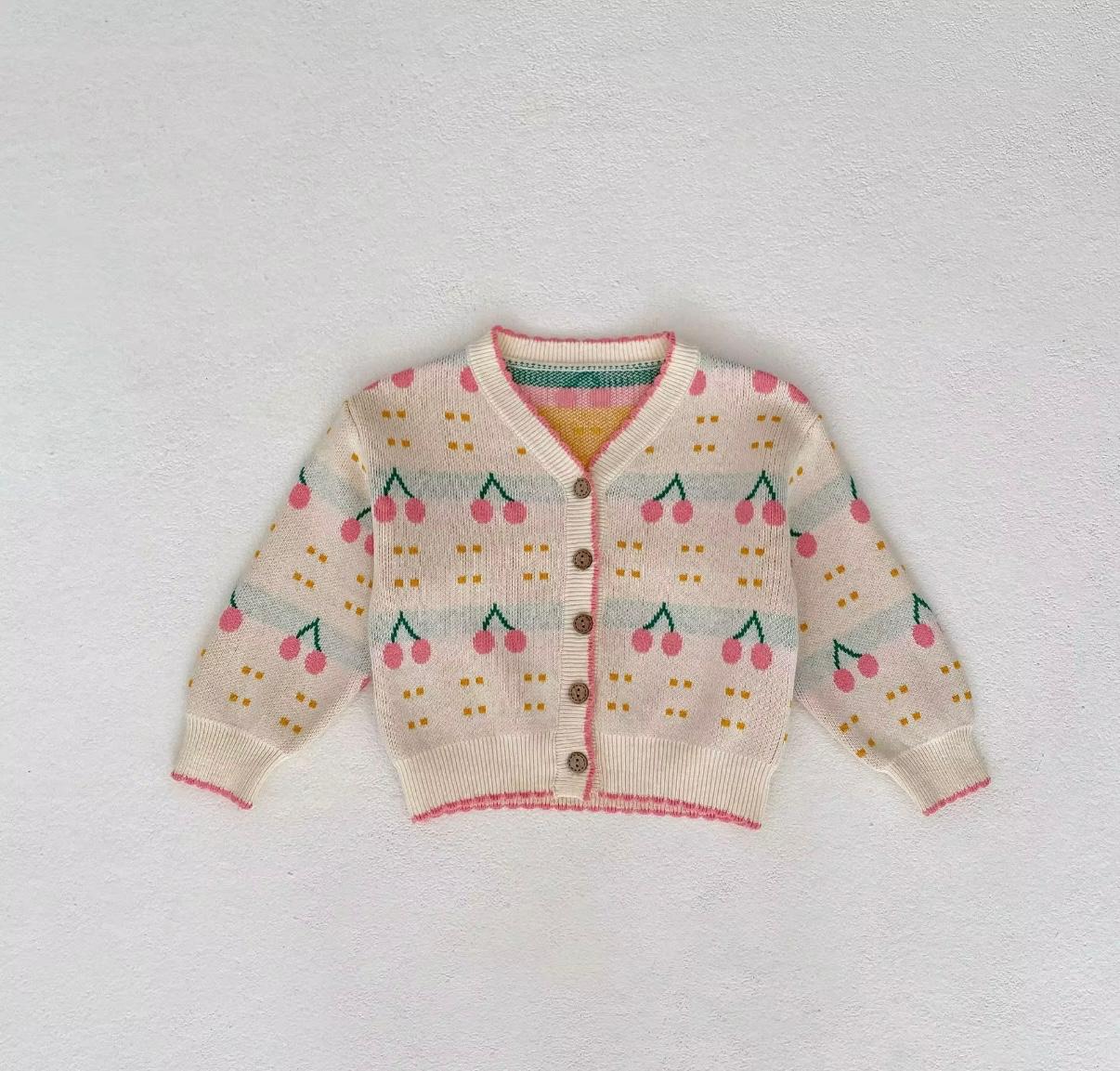 Cherry Delight Knit Cardigan & Suspender Skirt Set